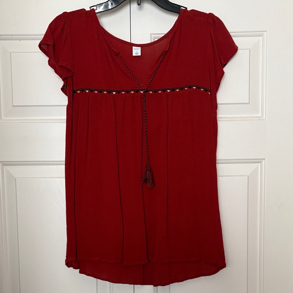Old Navy reddish/burnt orange Blouse with Tassel Accent